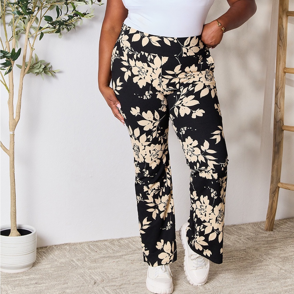 High Waist Floral Flare Pants